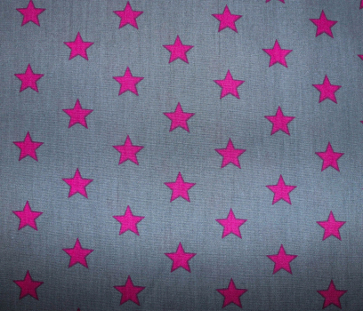 Preview: Baumwolle Sterne grau-pink (10 cm)